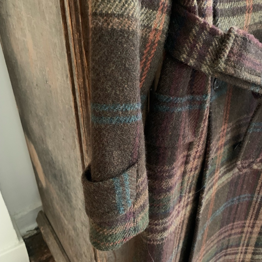 Ralph Lauren Dark Brown Plaid Double Breasted Coat - Picture 9 of 13